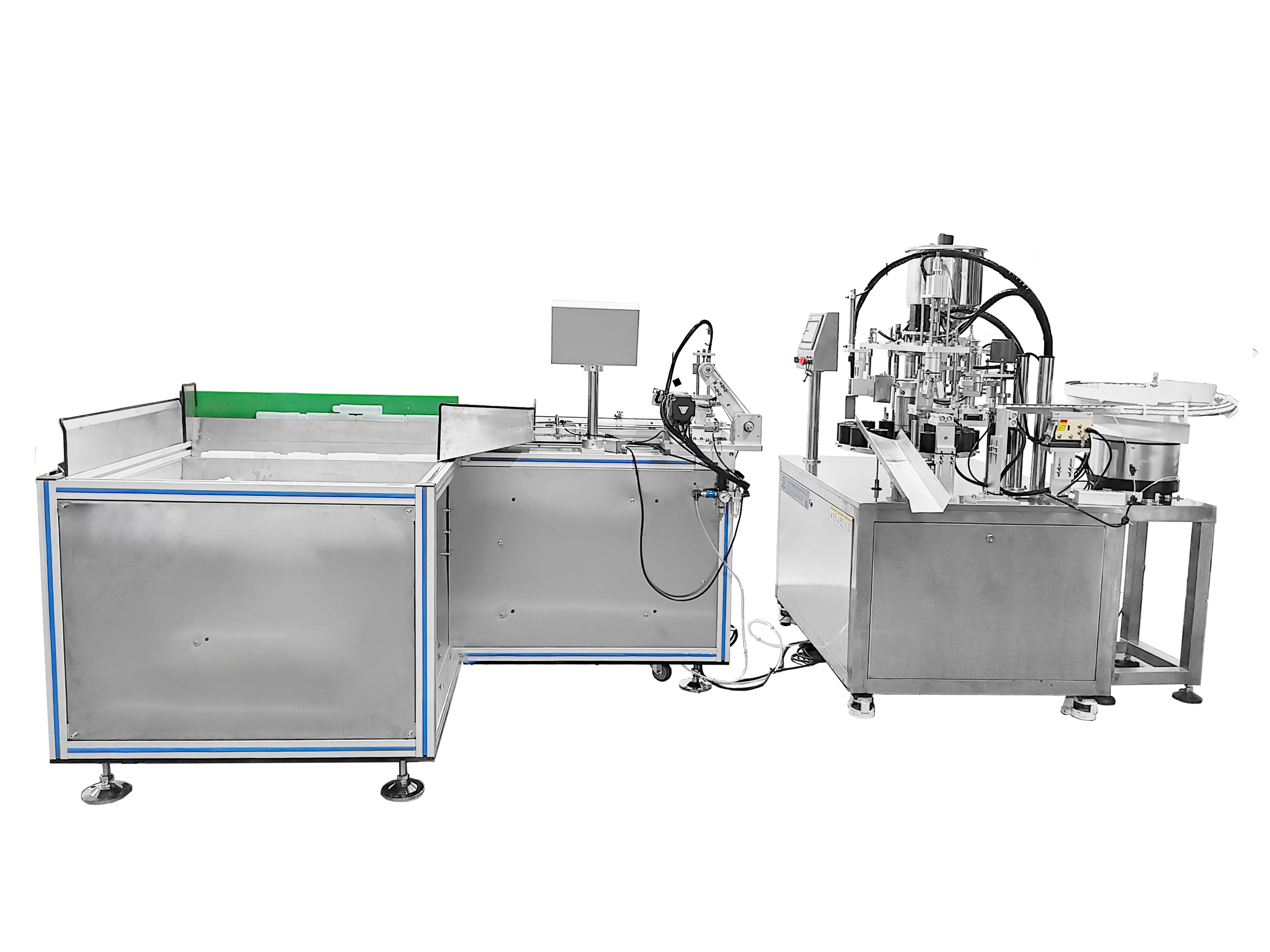 Automatic bottles filling and capping machine with bottle unscrambler Automatic bottles filling and capping machine with bottle unscrambler